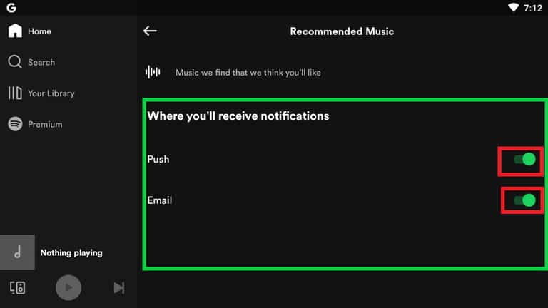 Turn on Notification on Spotify App 