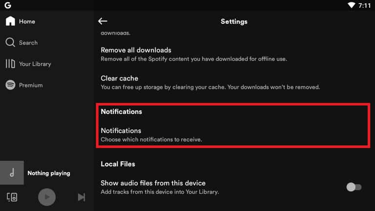 Turn on Notification on Spotify App